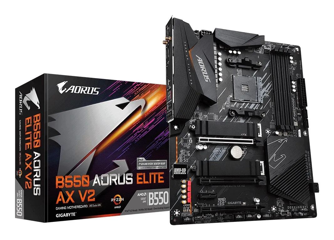 Mainboard|GIGABYTE|AMD B550|SAM4|ATX|Memory DDR4|Memory slots 4|2xPCI-Express 3.0 1x|1xPCI-Express 3.0 2x|1xPCI-Express 4.0 16x|2xM.2|1xHDMI|1xDisplayPort|2xAudio-In|3xAudio-Out|2xUSB 2.0|5xUSB 3.2|1xOptical S/PDIF|1xRJ45|2xRF-Out|B550AORUSELITEAXV2