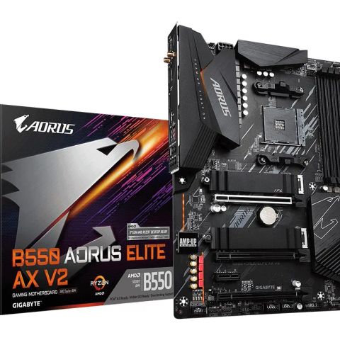 Mainboard|GIGABYTE|AMD B550|SAM4|ATX|Memory DDR4|Memory slots 4|2xPCI-Express 3.0 1x|1xPCI-Express 3.0 2x|1xPCI-Express 4.0 16x|2xM.2|1xHDMI|1xDisplayPort|2xAudio-In|3xAudio-Out|2xUSB 2.0|5xUSB 3.2|1xOptical S/PDIF|1xRJ45|2xRF-Out|B550AORUSELITEAXV2