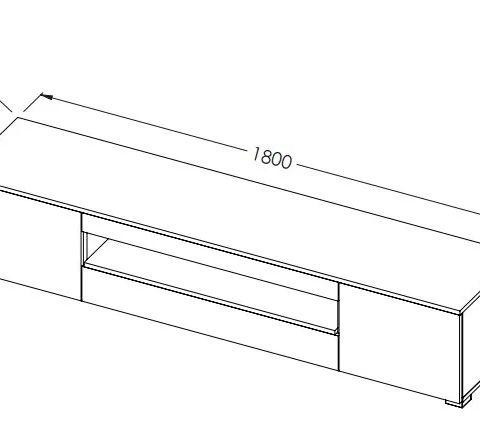 Cama TV stand VIVA 180 black/black gloss + white