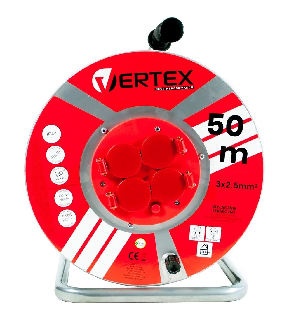 VERTEX PB50METAL Extension cable 50 m 3x2,5 mm 3000 W IP44 Black