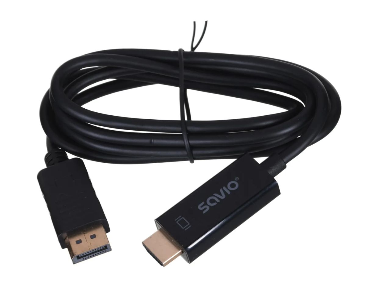 Savio CL-56 video cable adapter 1.5 m DisplayPort HDMI Type A (Standard) Black