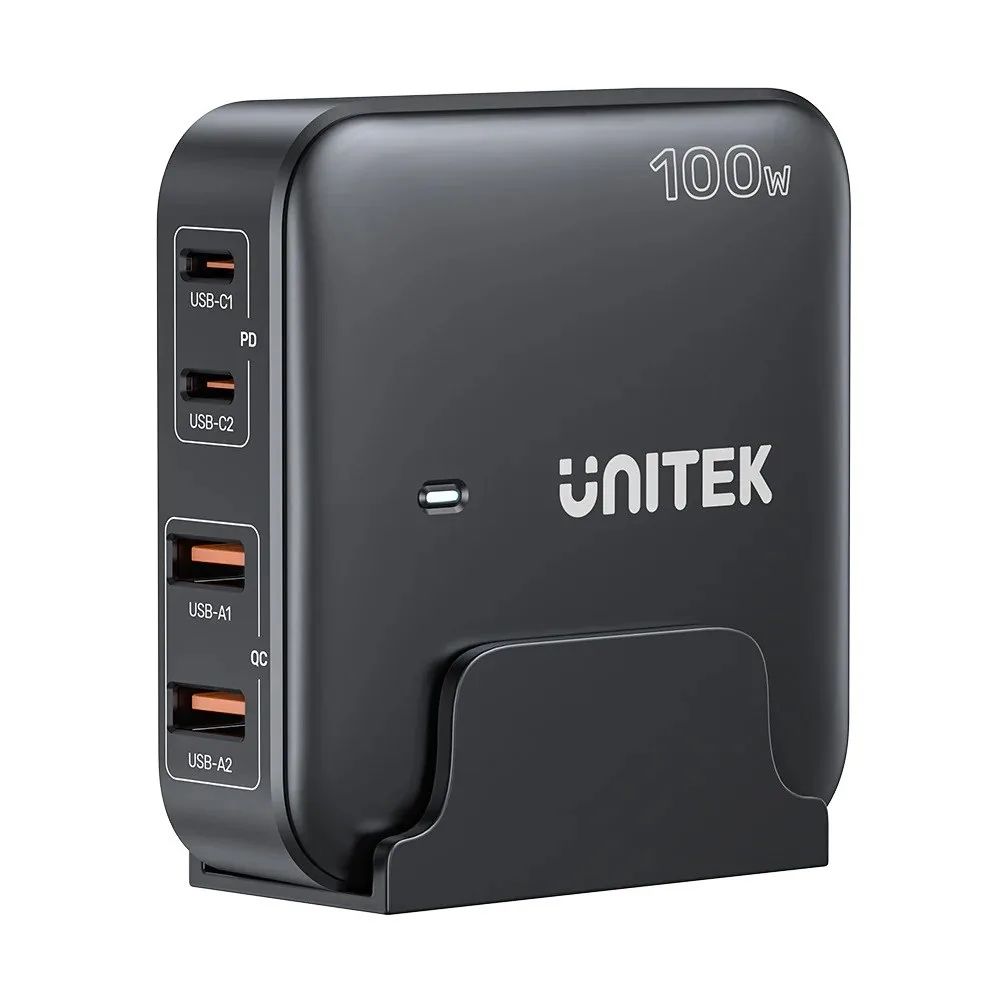 GaN network charger - Unitek P1229ABK01-EU | 100W 2x USB-C 2x USB-A