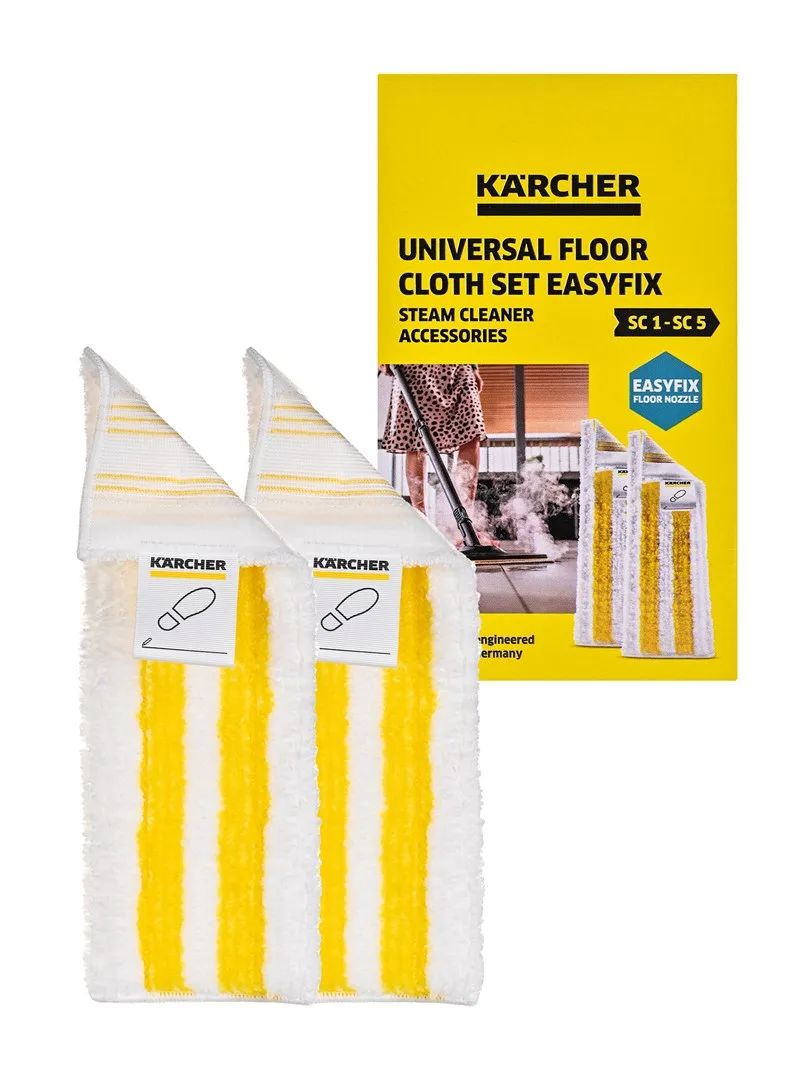 Kärcher Universal floor cloth set EasyFix Mop disposable cloth White, Yellow