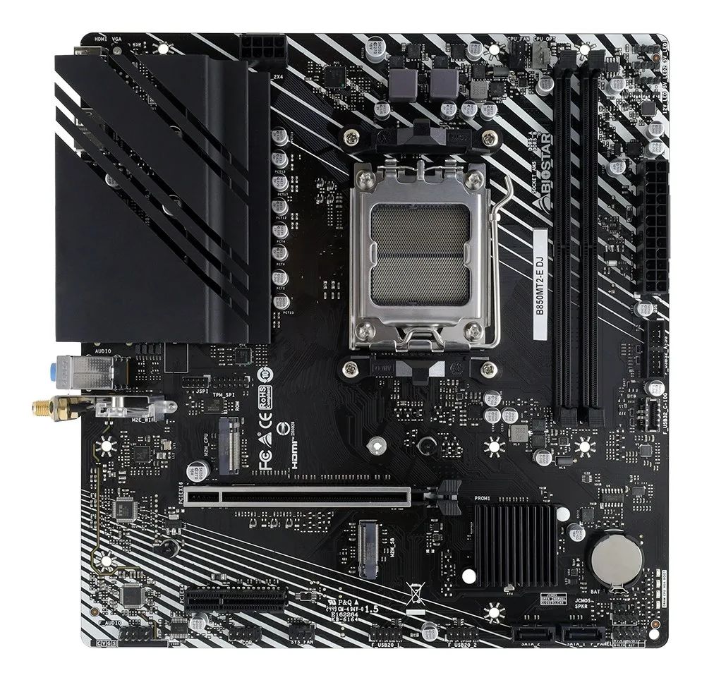 Mainboard|BIOSTAR|AMD B850|Socket AM5|micro ATX|RAM DDR5-SDRAM|2xSlots|Wi-Fi Yes|Bluetooth Yes|2xNumber of M.2 (M) slots|B850MT2-EDJ