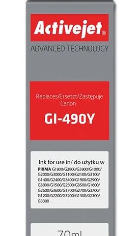 Activejet AC-G490Y Ink cartridge (replacement for Canon GI-490Y; Supreme; 70 ml; 7000 pages, yellow)