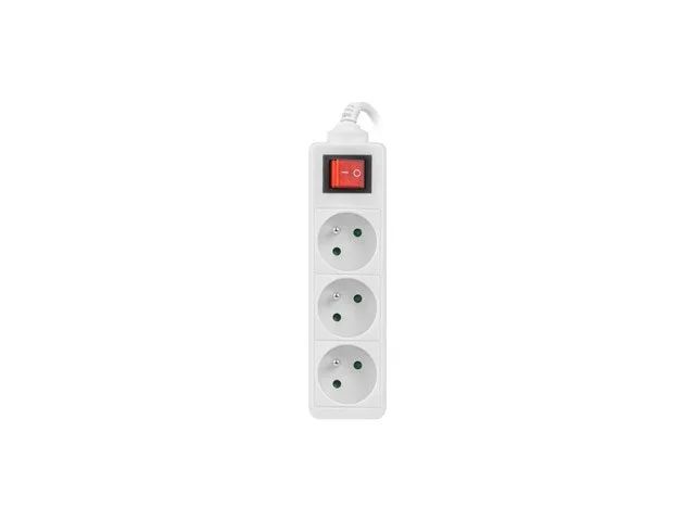 Lanberg Cable Power Strip 3M 3X French Outlets with Switch, Quality-Grade Copper | PS1-03E-0300-W