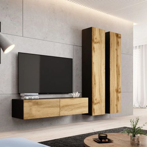 Cama living room cabinet set VIGO 9 black/wotan oak