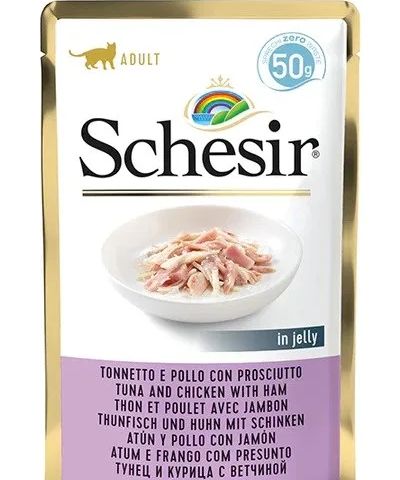 SCHESIR in jelly Tuna and chicken with ham - wet cat food - 50 g