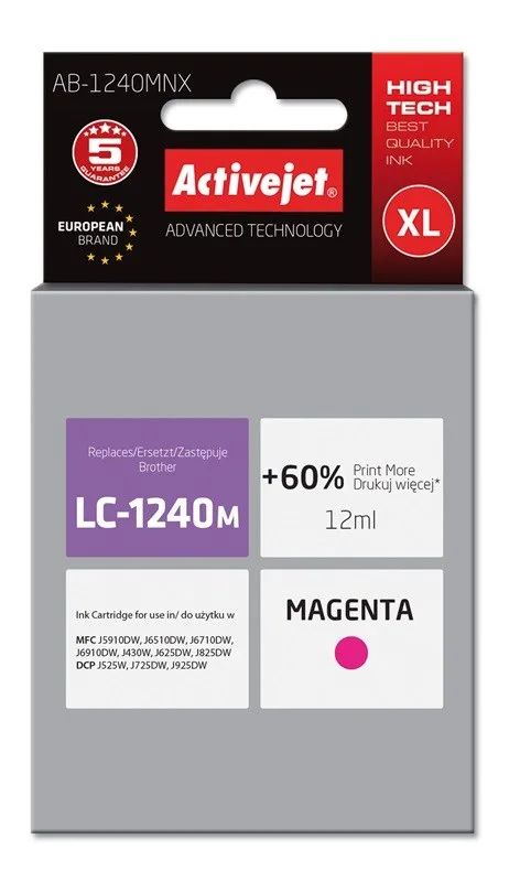 Activejet AB-1240MNX Ink (replacement for Brother LC1240M/1220M; Supreme; 12 ml; magenta)