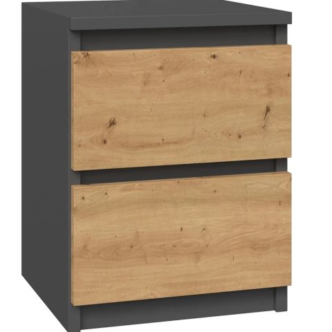 Topeshop M2 ANTRACYT/ARTISAN nightstand/bedside table 2 drawer(s) Anthracite, Oak, Wood