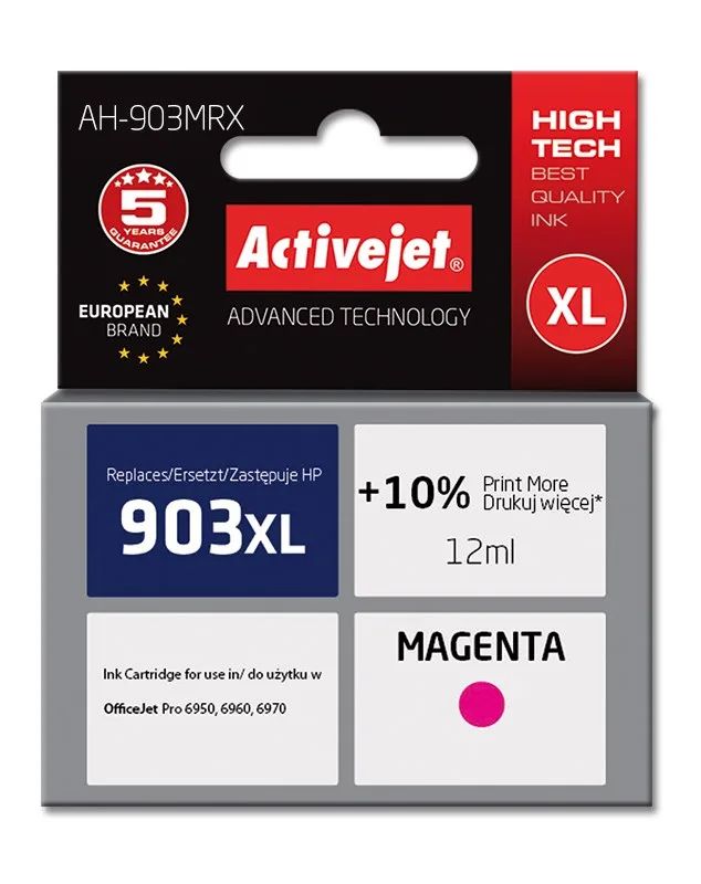 Activejet AH-903MRX Ink (replacement for HP 903XL T6M07AE; Premium; 12 ml; magenta)