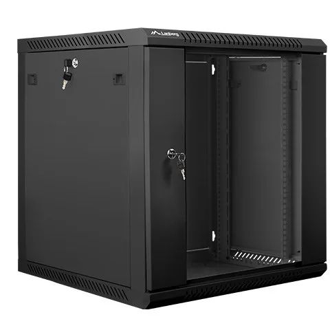 Lanberg wall-mounted installation rack cabinet 19'' 12U 600x600mm black (glass door)