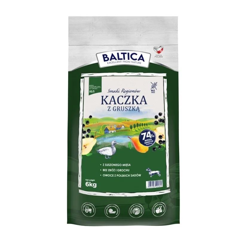 BALTICA Smaki regionów Small breeds Duck with pear - dry dog food - 6kg