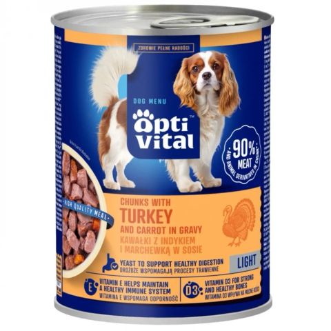 OPTIVITAL Chunks with turkey and carrots in gravy - wet dog food - 415g