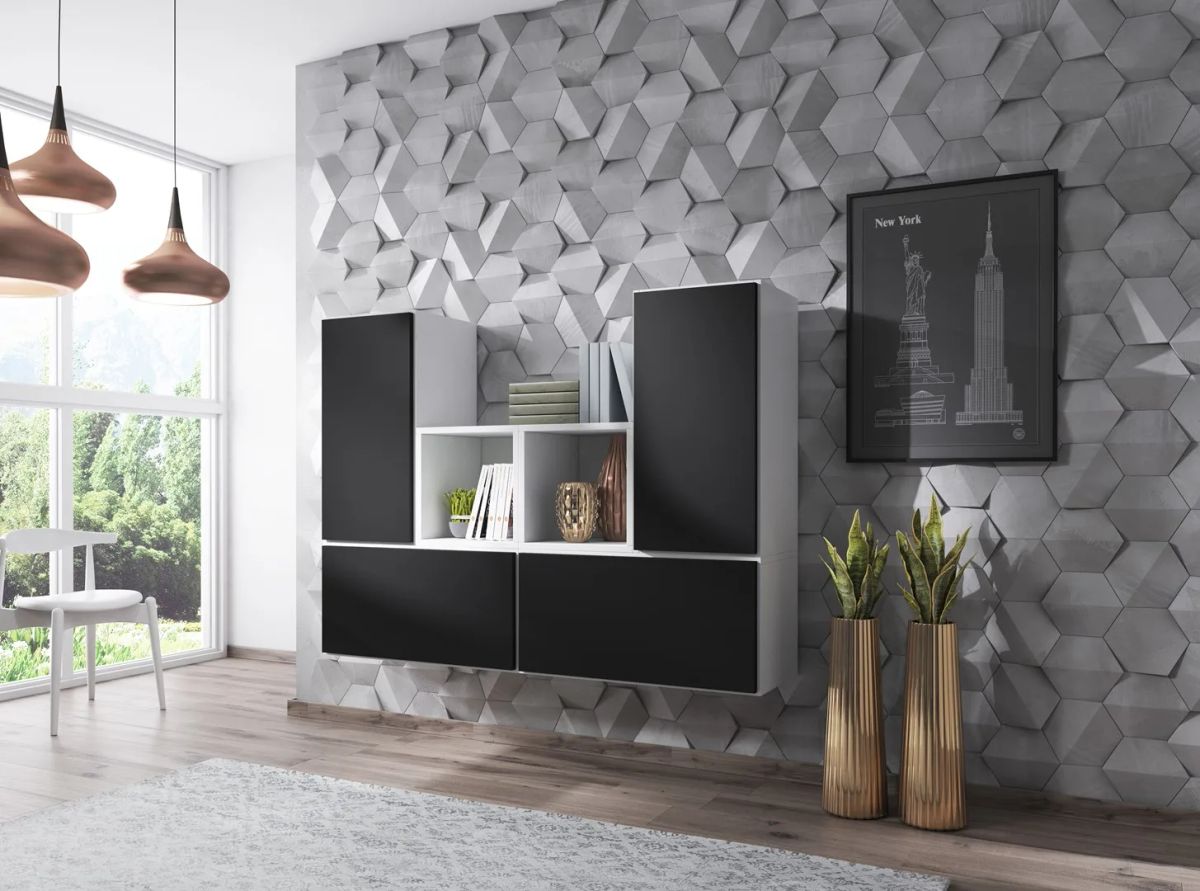 Cama living room furniture set ROCO 18 (4xRO3 + 2xRO6) white/white/black
