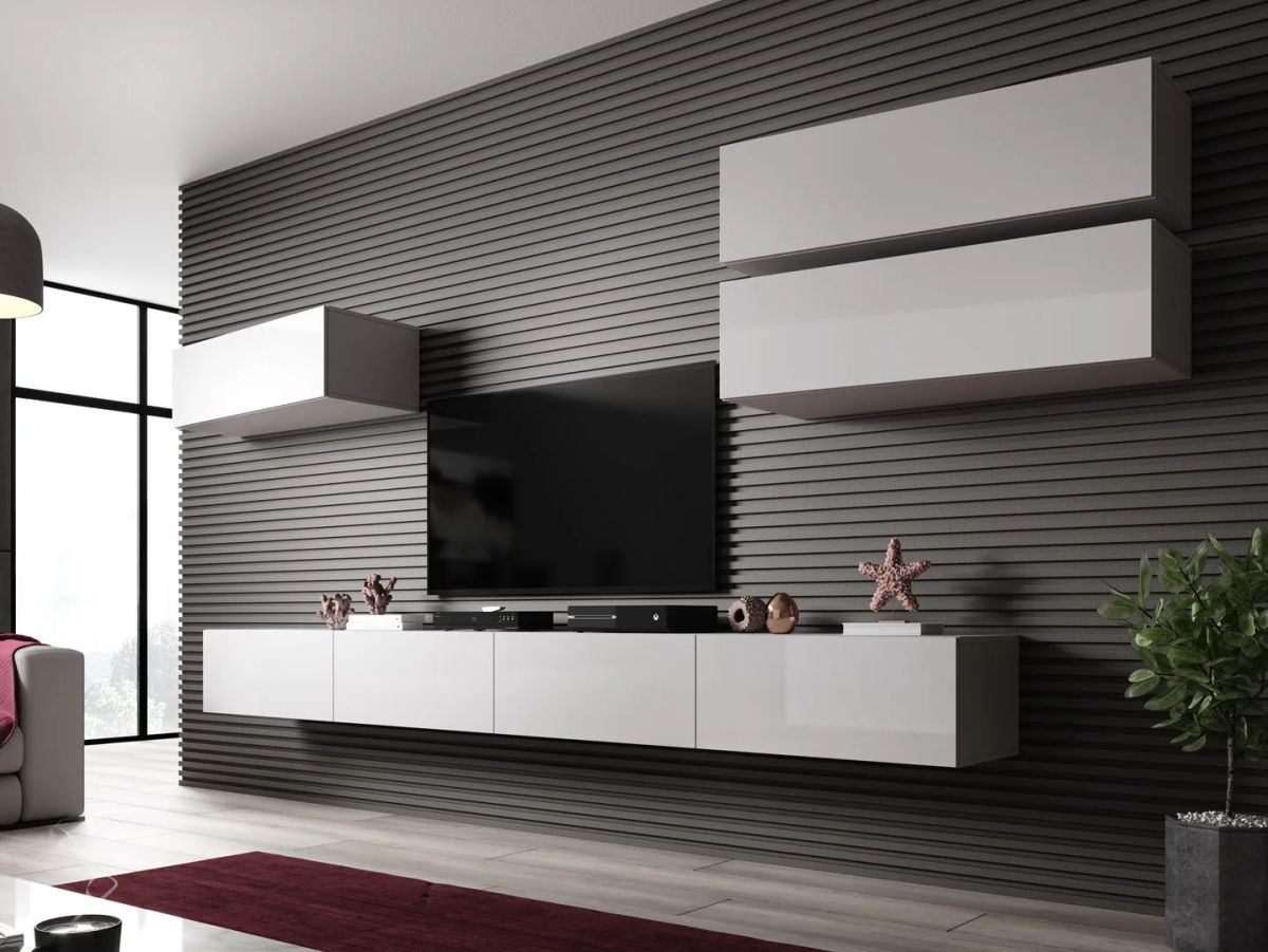 Cama Living room cabinet set VIGO SLANT 4 white/white gloss