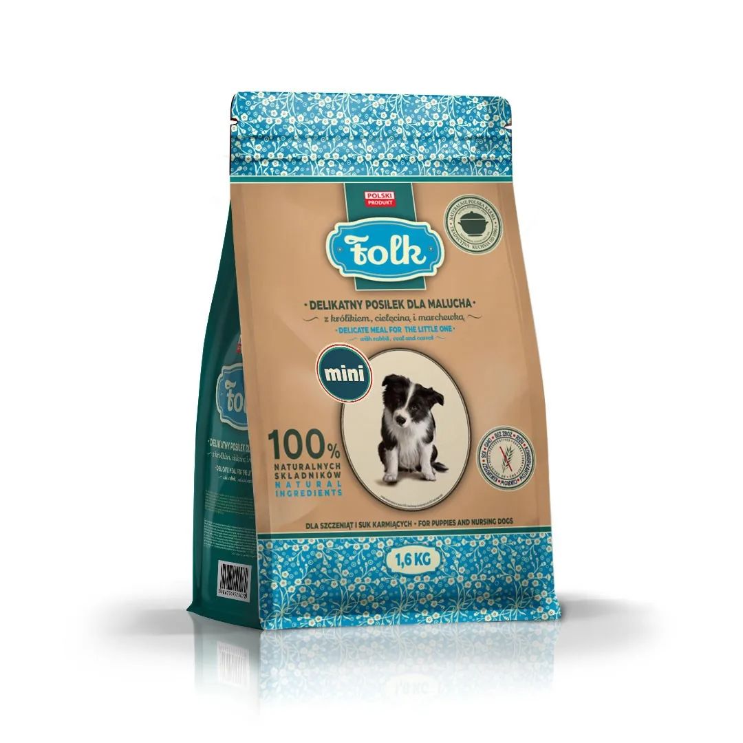 FOLK Junior Small breeds Gentle meal for puppy with rabbit, veal and carrot - dry dog food - 1,6kg