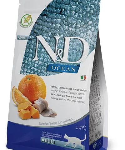 FARMINA N&D Ocean Herring Pumpkin&Orange Adult - dry cat food - 1,5 kg