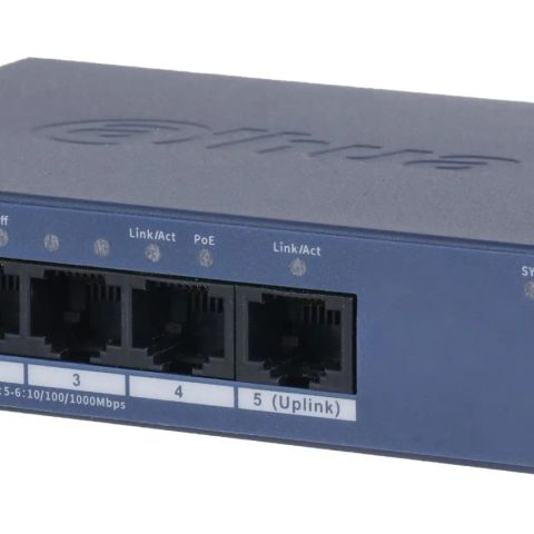 Switch|DAHUA|DH-CS4005-4ET1GT-36|Switch layer L2|4xRJ-45 ports|RJ-45 Ports Type Fast Ethernet (10/100)|1xGigabit Ethernet (copper) ports quantity|4xPower over Ethernet (PoE) ports quantity|Total Power over Ethernet (PoE) budget 36 W|CS4005-4ET1GT-36