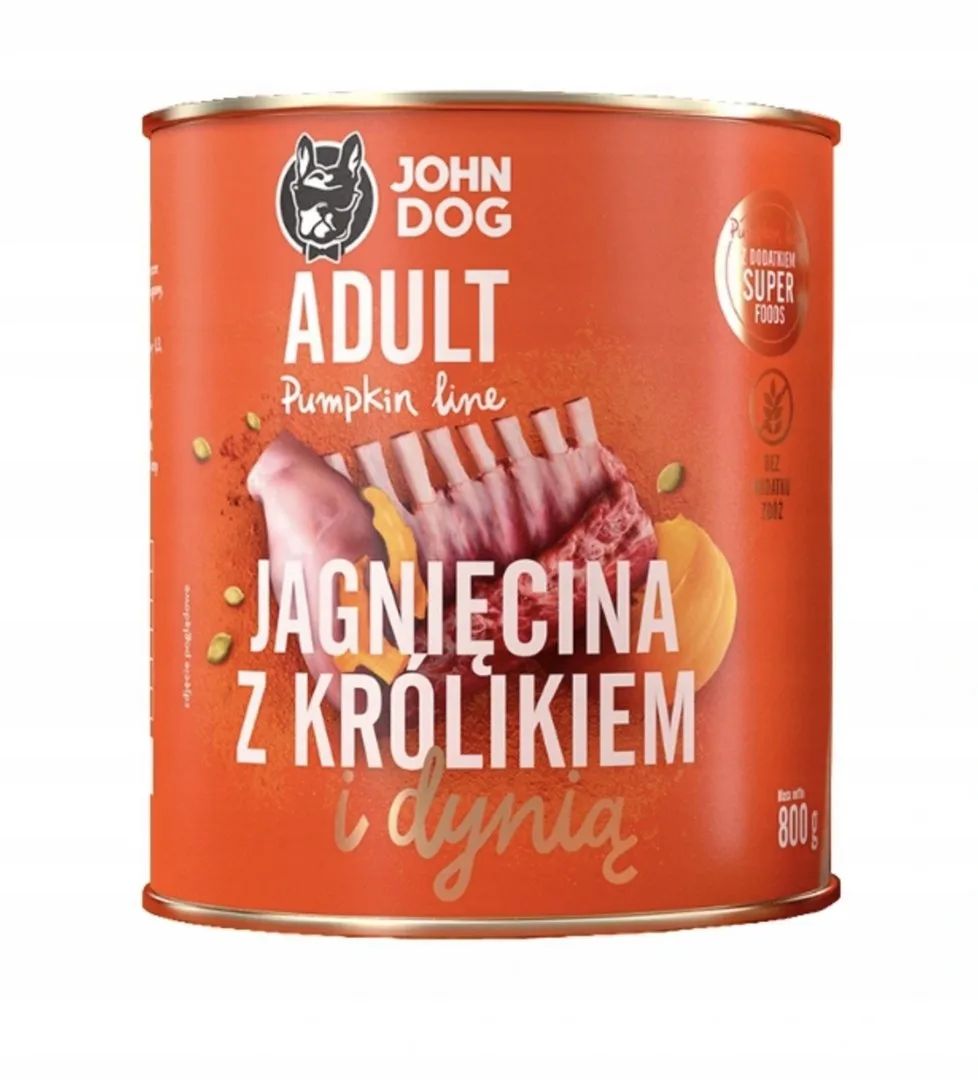 JOHN DOG Pumpkin Lamb with rabbit and pumpkin - wet dog food - 800g