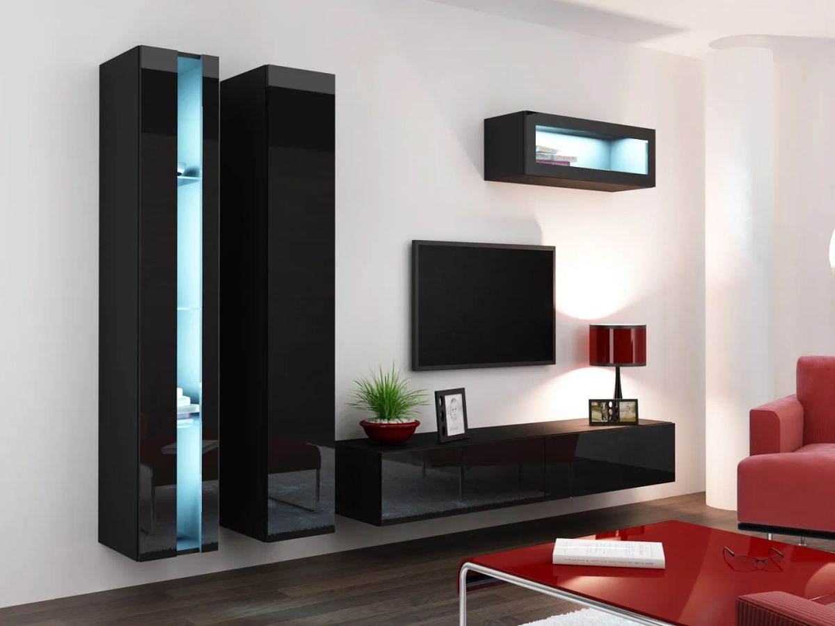 Cama Living room cabinet set VIGO NEW 2 black/black gloss