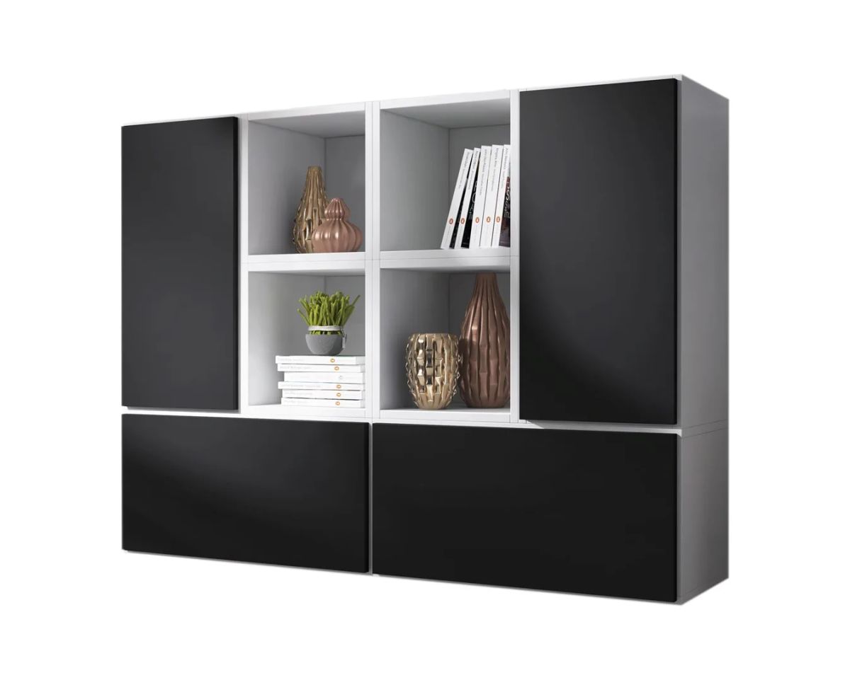 Cama living room furniture set ROCO 19 (4xRO3 + 4xRO6) white/white/black