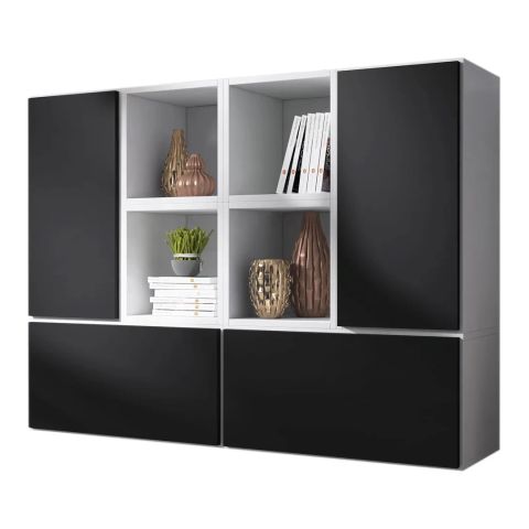 Cama living room furniture set ROCO 19 (4xRO3 + 4xRO6) white/white/black