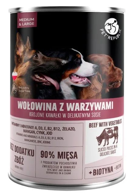 PET REPUBLIC Adult Medium & Large Beef with vegetables - wet dog food - 1250g