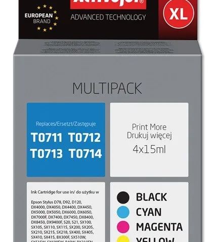 Activejet AEB-715N Ink (replacement for Epson T0715; Supreme; 4 x 15 ml; black, magenta, cyan, yellow)