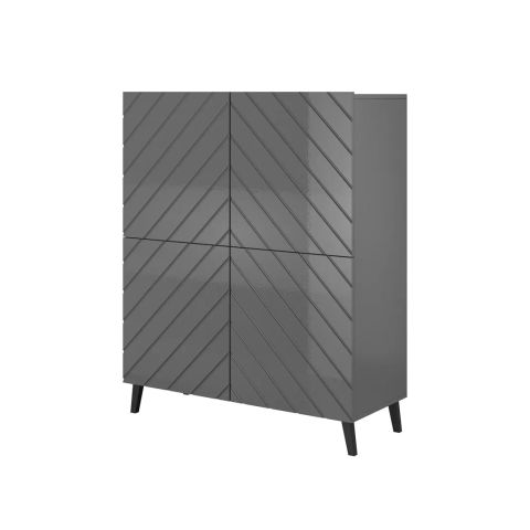Shelving unit ABETO 100.5 x 40 x 121.5 cm graphite/glossy graphite