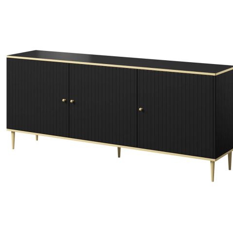GLAMOUR chest 180x40x75.5 cm black matt + gold