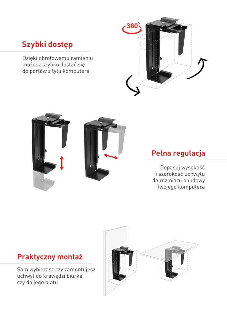 The MC-713 PC Holder Computer Under Desk Table Bracket Support Storage