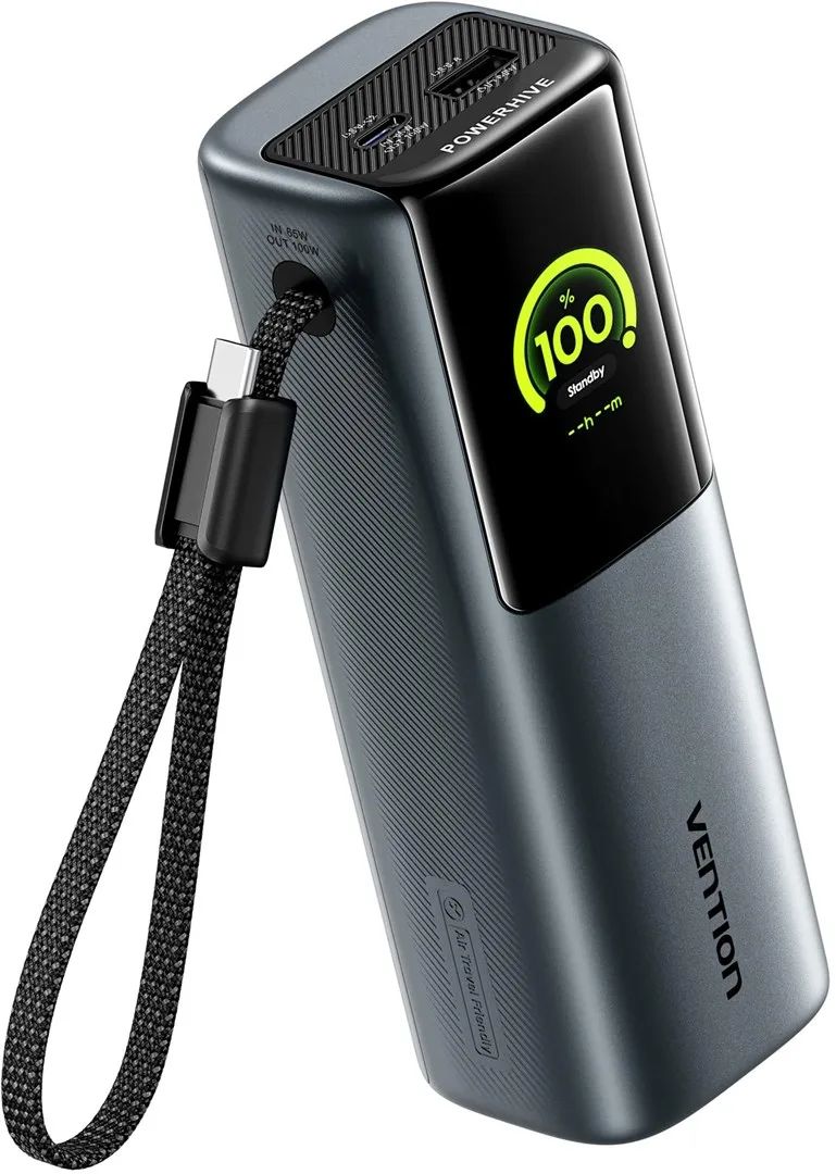 POWER BANK USB 20000MAH 165W/GRAY TFT DISPLAY FKFH0 VENTION