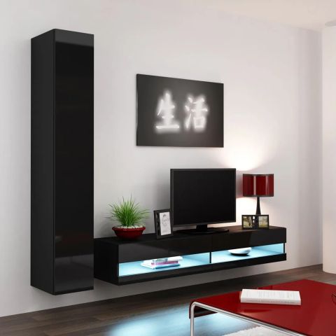 Cama Living room cabinet set VIGO NEW 9 black/black gloss