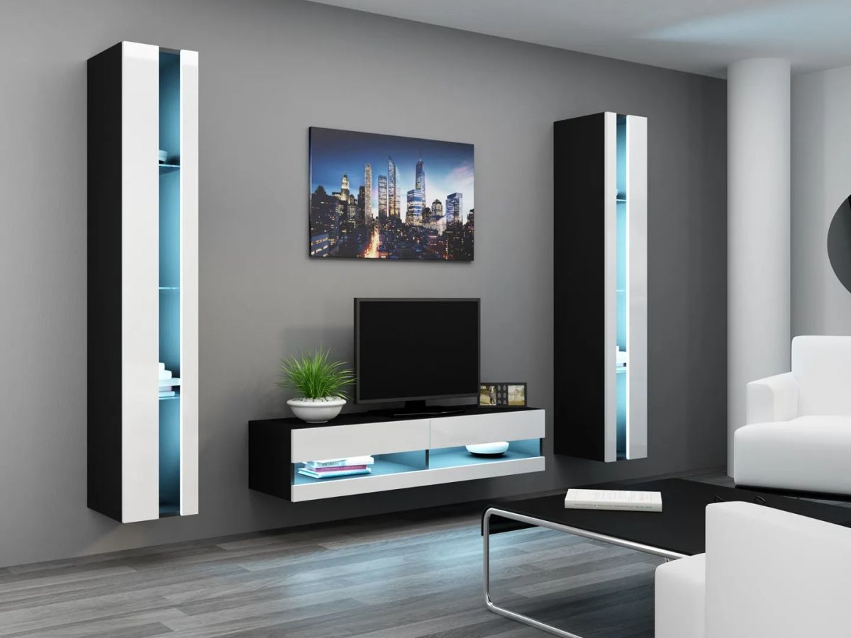 Cama Living room cabinet set VIGO NEW 12 black/white gloss