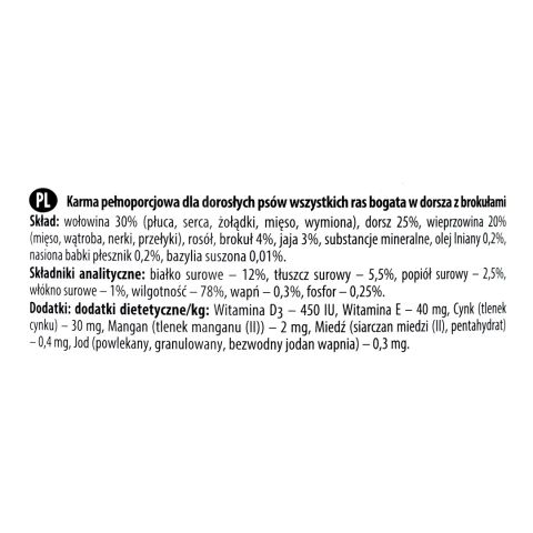 DOLINA NOTECI Premium Rich in cod and broccoli - wet dog food - 800 g