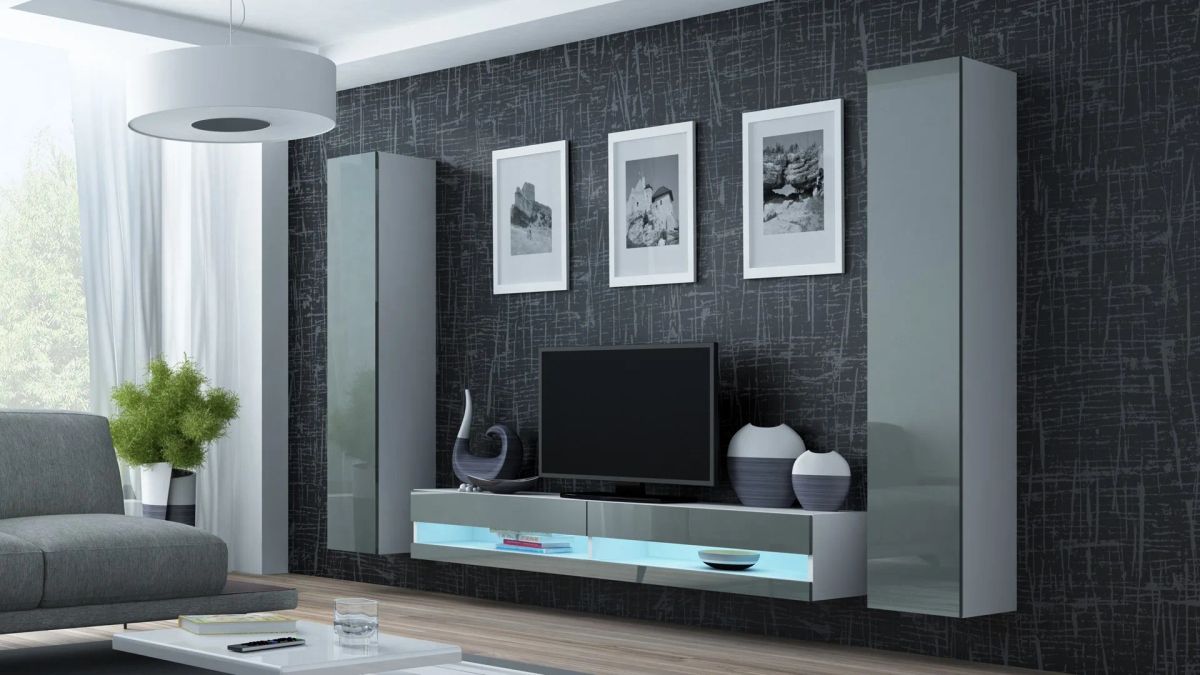 Cama Living room cabinet set VIGO NEW 4 white/grey gloss