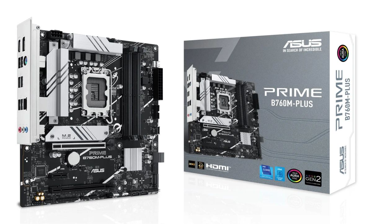 Mainboard|ASUS|Intel B760 Express|LGA1700|Micro-ATX|Memory DDR5|Memory slots 4|1xPCI-Express 4.0 1x|2xPCI-Express 4.0 16x|2xM.2|1xHDMI|1xDisplayPort|4xUSB 2.0|2xUSB 3.2|1xPS/2|1xRJ45|3xAudio port|PRIMEB760M-PLUS