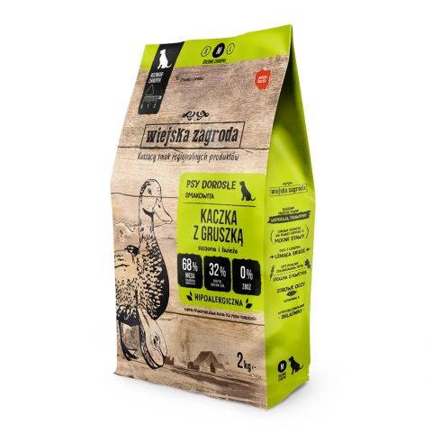 WIEJSKA ZAGRODA Duck with pear M - dry dog food - 2kg
