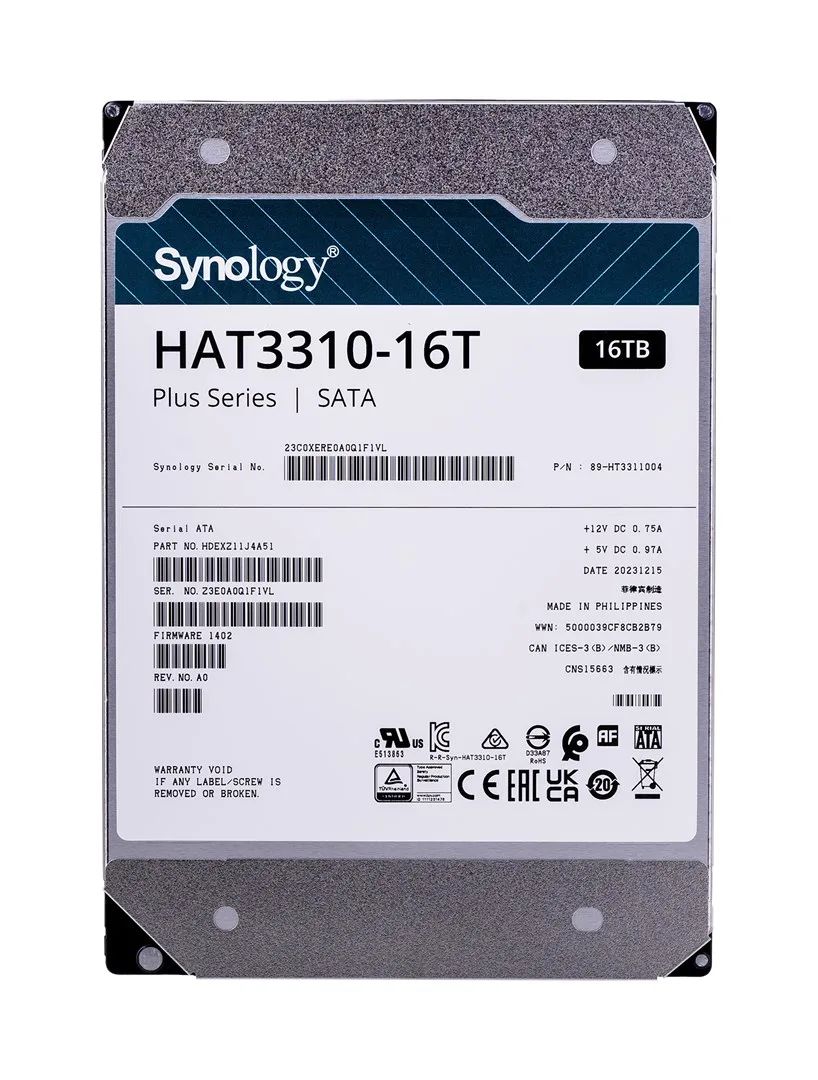 HDD|SYNOLOGY|HAT3310-16T|16TB|SATA 3.0|512 MB|7200 rpm|3,5"|HAT3310-16T