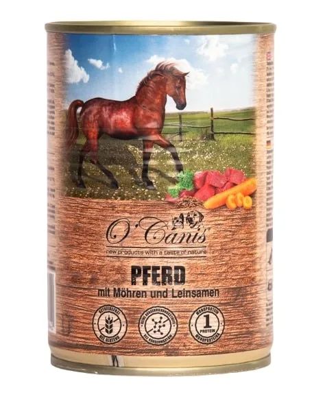 O'CANIS Horse meat with vegetables and linseed - Wet dog food - 400 g