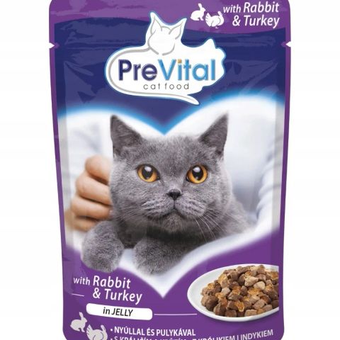 PREVITAL Turkey and rabbit in jelly - wet cat food - 100g