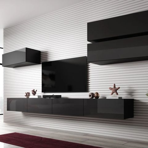 Cama Living room cabinet set VIGO SLANT 4 black/black gloss