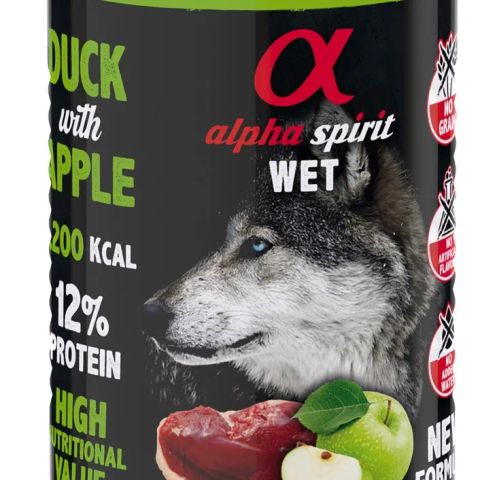 ALPHA SPIRIT WET Duck with apple - wet dog food - 400g