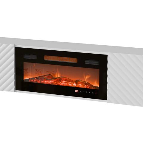 Cama RTV cabinet LARA 183x35x37 white matt + black fireplace