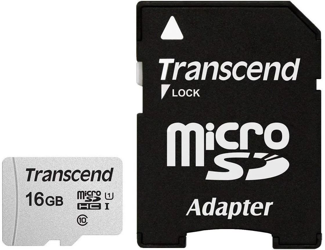 MEMORY MICRO SDHC 16GB W/ADAP/C10 TS16GUSD300S-A TRANSCEND