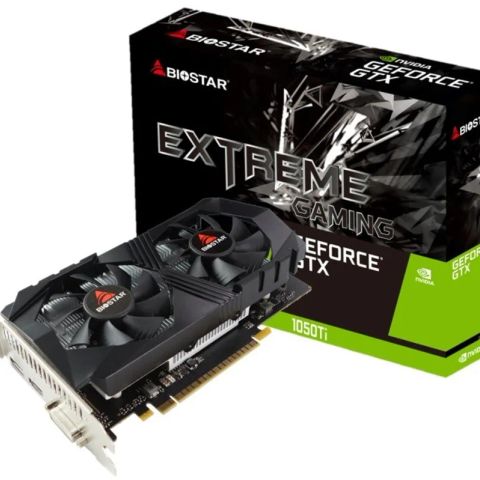 Graphics Card|BIOSTAR|NVIDIA GeForce GTX 1050 TI|4 GB|GDDR5|128 bit|PCIE 3.0 16x|Memory 7008 MHz|GPU 1291 MHz|Dual Slot Fansink|1xDVI-D|1xHDMI|1xDisplayPort|VN1055TF41
