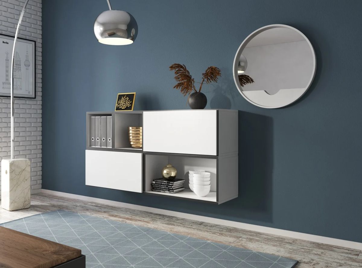 Cama living room furniture set ROCO 15 (RO4+2xRO3+2xRO6) white/black/white