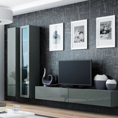 Cama Living room cabinet set VIGO 3 grey/grey gloss
