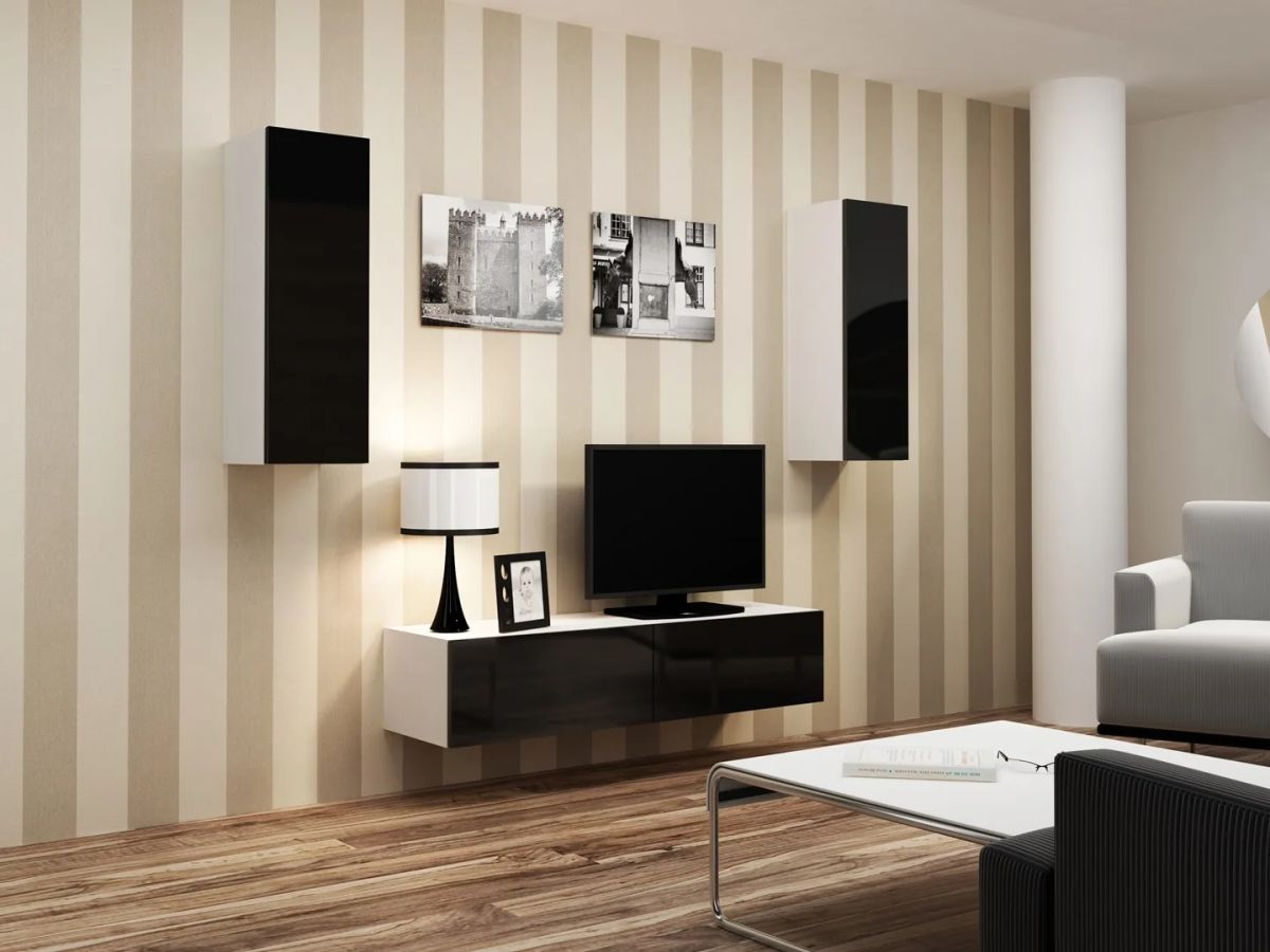 Cama Living room cabinet set VIGO 7 white/black gloss